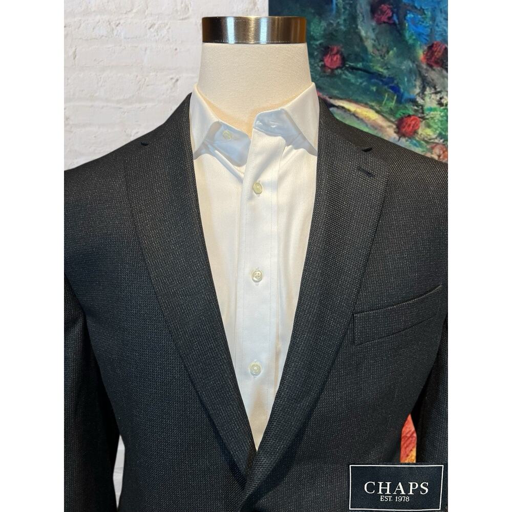 NWOT Chaps Ralph Lauren Men 44R Gray Waffle Texture Flannel Finish Blazer Jacket - Picture 3 of 16